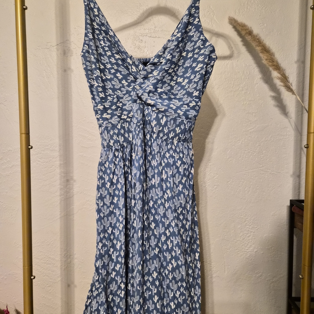 Angie Blue and White Cactus Maxi Dress